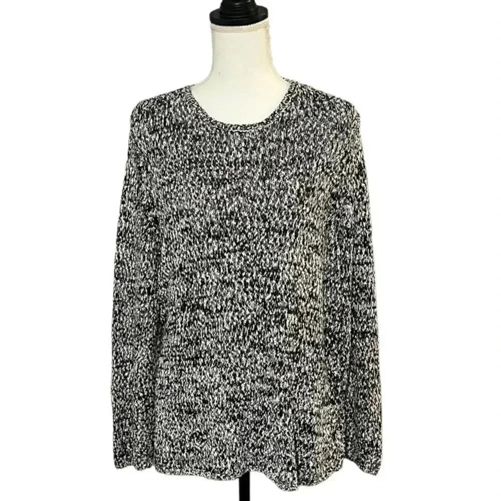 INC 1X black and white crew neck sweater EUC